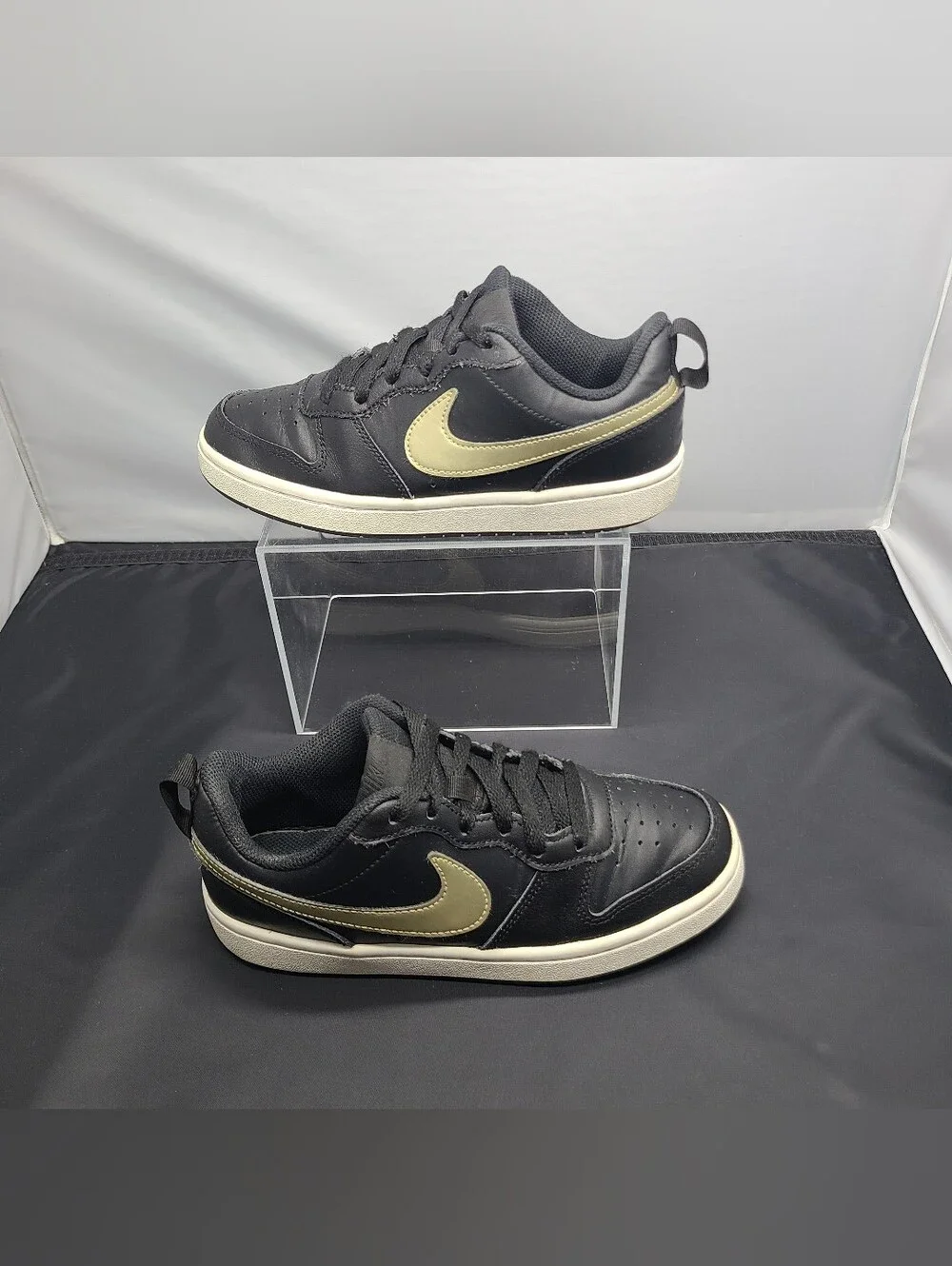 Nike Court Borough Low 2 Black Gold Lifestyle Sneakers Kids Size 4.5Y